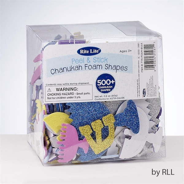 Rite Lite PVC Tub Chanukah Peel & Stick Foam Shapes with Glitter Shapes, 500 Piece TYK-FOAM-BULK - main